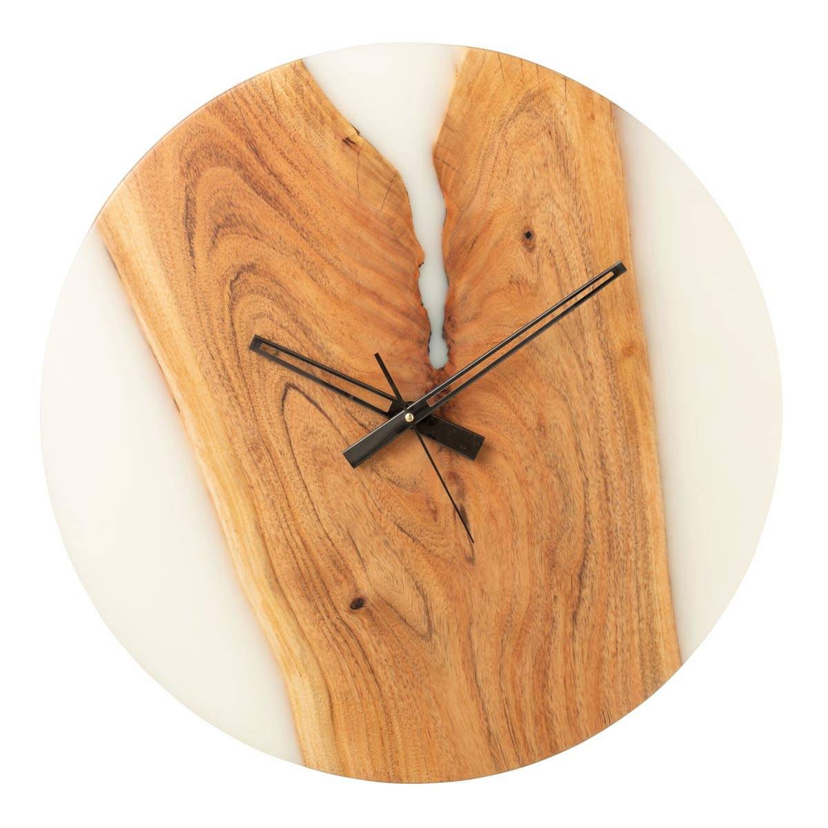 Horloge Murale en Bois "Douglas" 55cm Naturel & Blanc - Image 1
