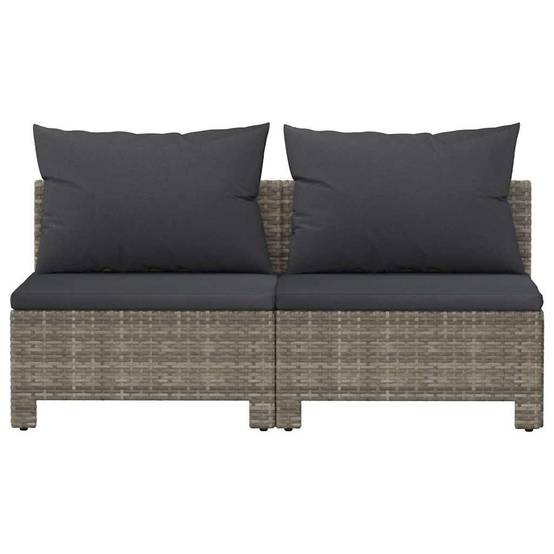 Duo de Canapés Centraux Jardin Résine Tressée Grise Modulable avec Coussins Rembourrés pour Salon Extérieur Relax – ComfortXL Outdoor Living - Image 4