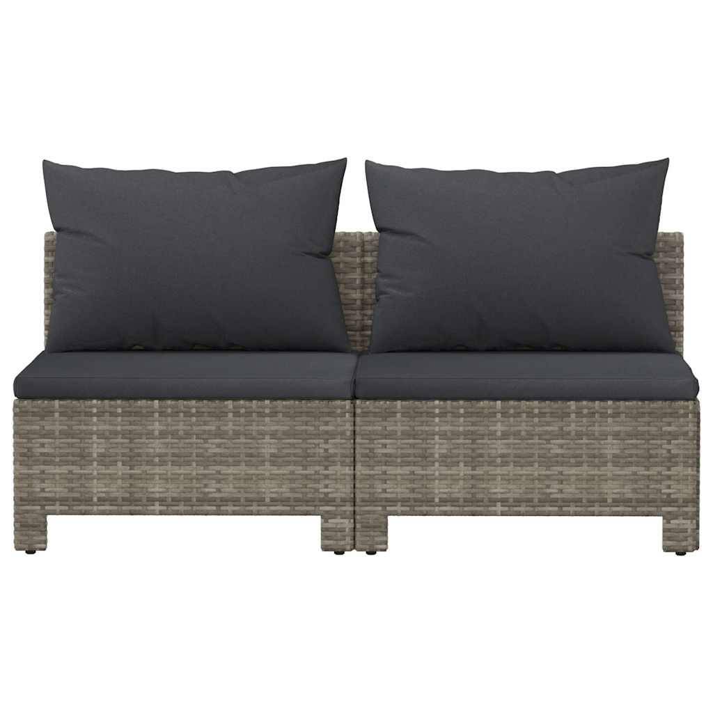 Duo de Canapés Centraux Jardin Résine Tressée Grise Modulable avec Coussins Rembourrés pour Salon Extérieur Relax – ComfortXL Outdoor Living - Image 4