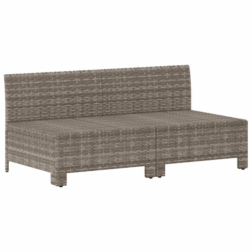 Duo de Canapés Centraux Jardin Résine Tressée Grise Modulable avec Coussins Rembourrés pour Salon Extérieur Relax – ComfortXL Outdoor Living - Image 3