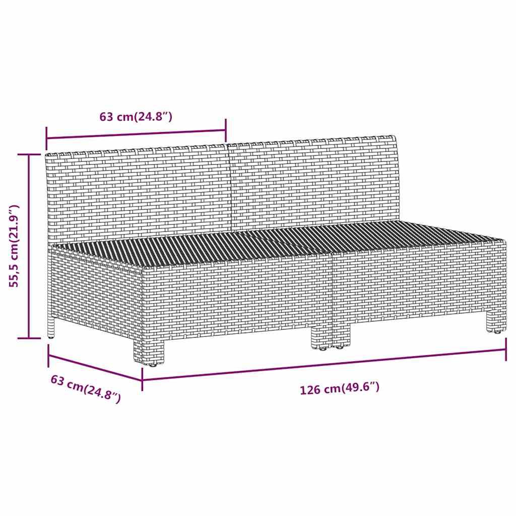 Duo de Canapés Centraux Jardin Résine Tressée Grise Modulable avec Coussins Rembourrés pour Salon Extérieur Relax – ComfortXL Outdoor Living - Image 8