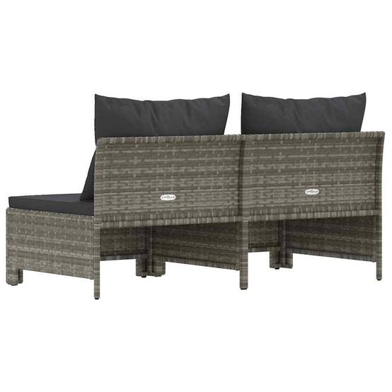 Duo de Canapés Centraux Jardin Résine Tressée Grise Modulable avec Coussins Rembourrés pour Salon Extérieur Relax – ComfortXL Outdoor Living - Image 6