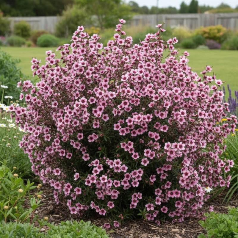 Leptospermum Martini, Arbre à thé à fleurs Rose - feuillage Persistant - Pot de 7,5L - 40/60 cm-  hauteur à maturité De 1,00 m à 1,50 m - Image 4