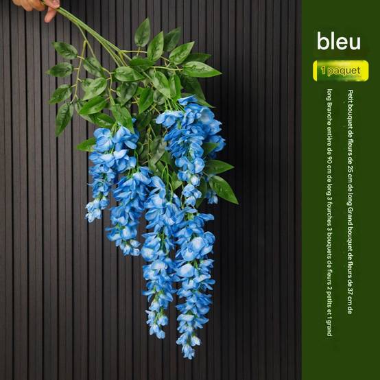 Décoration Plafond Glycine et Cassia Artificielles Bleu - Lot de 2 - Fleurs Réalistes Sans Entretien - Lytech - Image 3