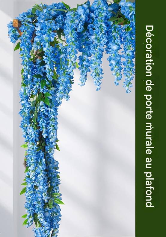 Décoration Plafond Glycine et Cassia Artificielles Bleu - Lot de 2 - Fleurs Réalistes Sans Entretien - Lytech - Image 5