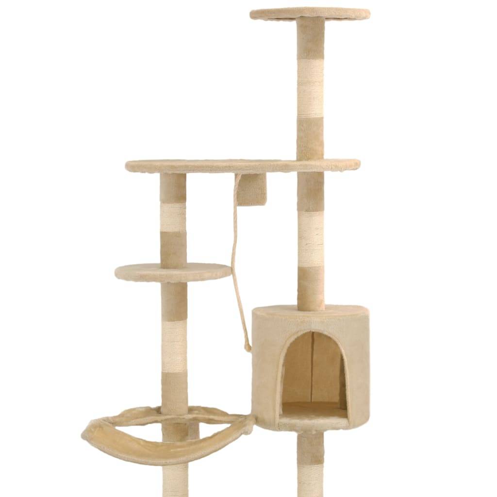 Arbre à chat mural 194 cm avec griffoir sisal et niche gain de place Beige – ComfortXL Pet Living - Image 6