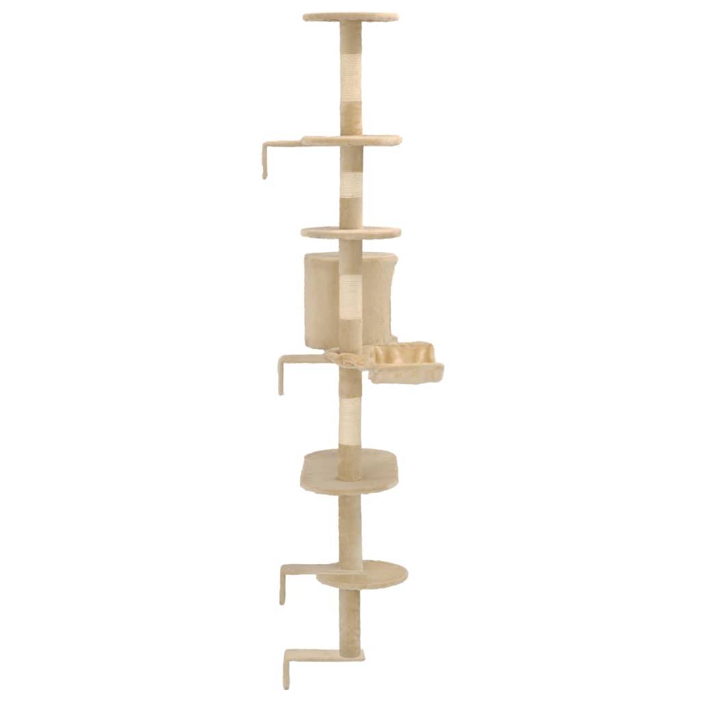 Arbre à chat mural 194 cm avec griffoir sisal et niche gain de place Beige – ComfortXL Pet Living - Image 5