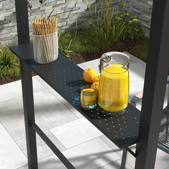Pavillon barbecue 1,1x2,3 m kaki acier polyester imperméable, étagères latérales pour barbecue - Image 8
