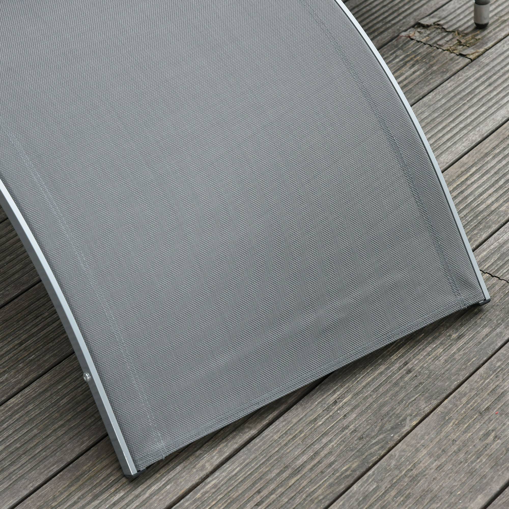 Outsunny - Bain de soleil transat design contemporain avec appui-tête grand confort léger aluminium textilène 160 x 60 x 65 cm gris - Outsunny - Image 8