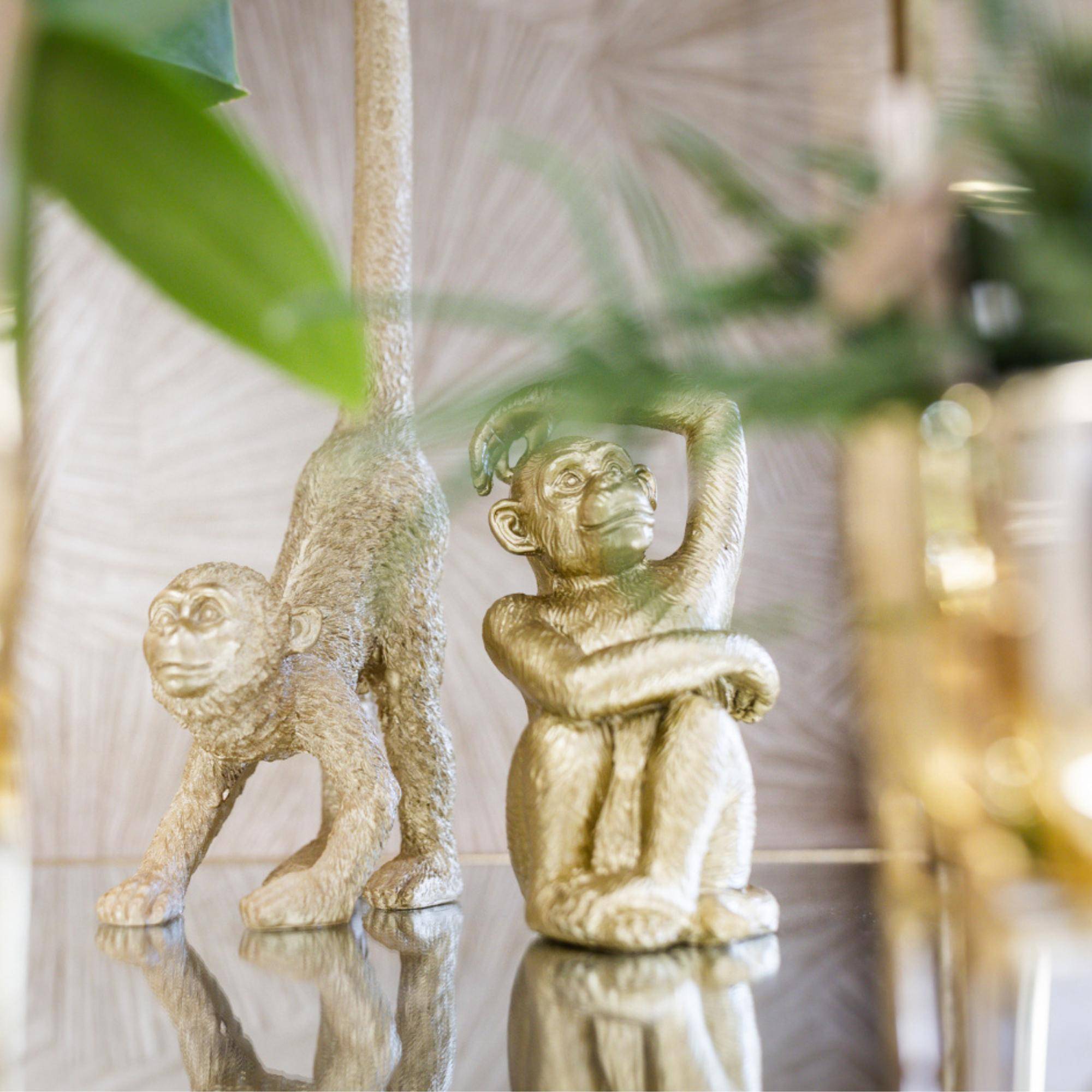 Sculpture décorative Singe assis - doré - Image 3