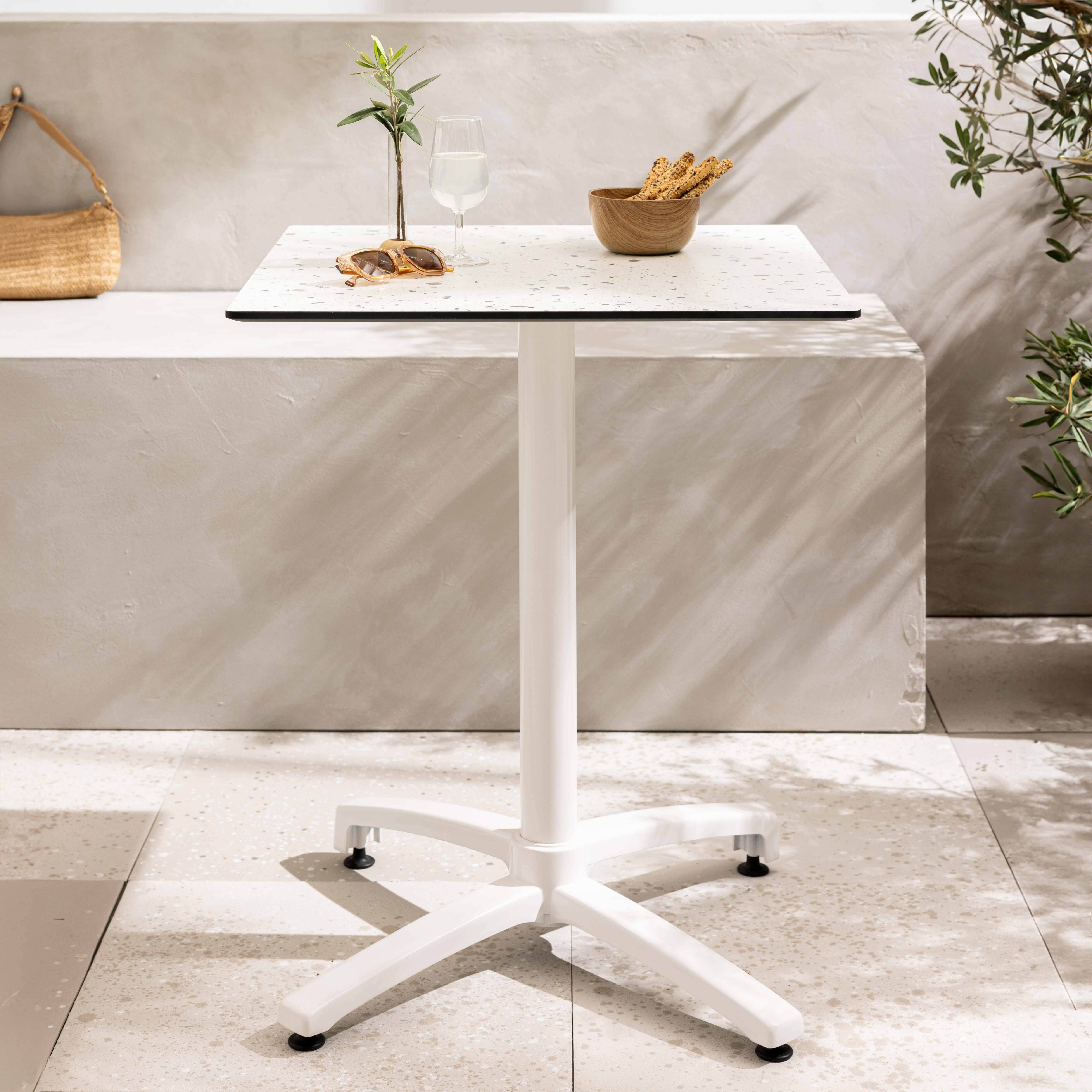 Oviala - Table de terrasse 60 x 60 cm inclinable stratifié terrazzo moucheté Opéra - Oviala - Image 2