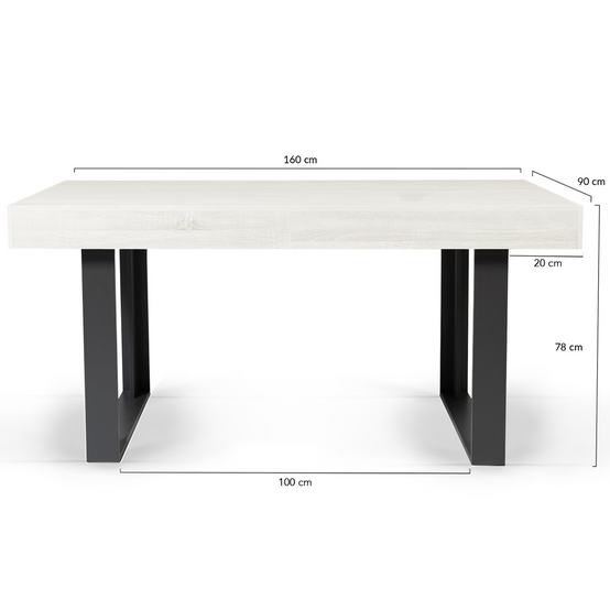 Table à manger rectangle PHOENIX 6 personnes bois gris 160 cm - Image 4