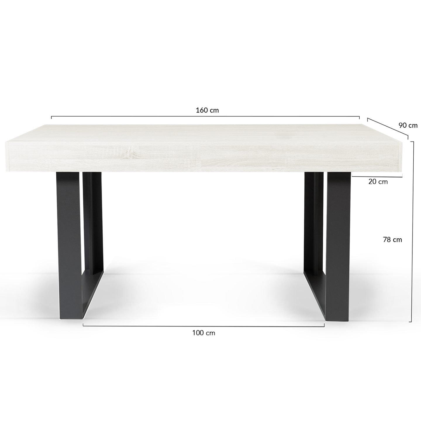Table à manger rectangle PHOENIX 6 personnes bois gris 160 cm - Image 4