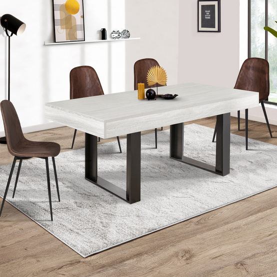 Table à manger rectangle PHOENIX 6 personnes bois gris 160 cm - Image 1