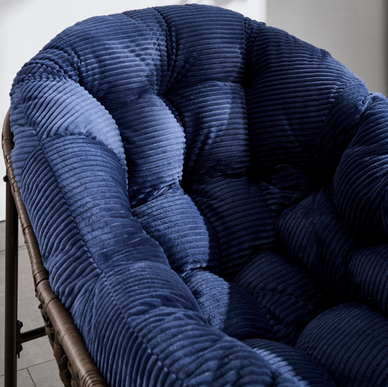 Fauteuil à Bascule Design Cocon Résine Tressée Bleu Marine avec Coussin Moelleux pour Extérieur - ComfortXL Outdoor Living - Image 7