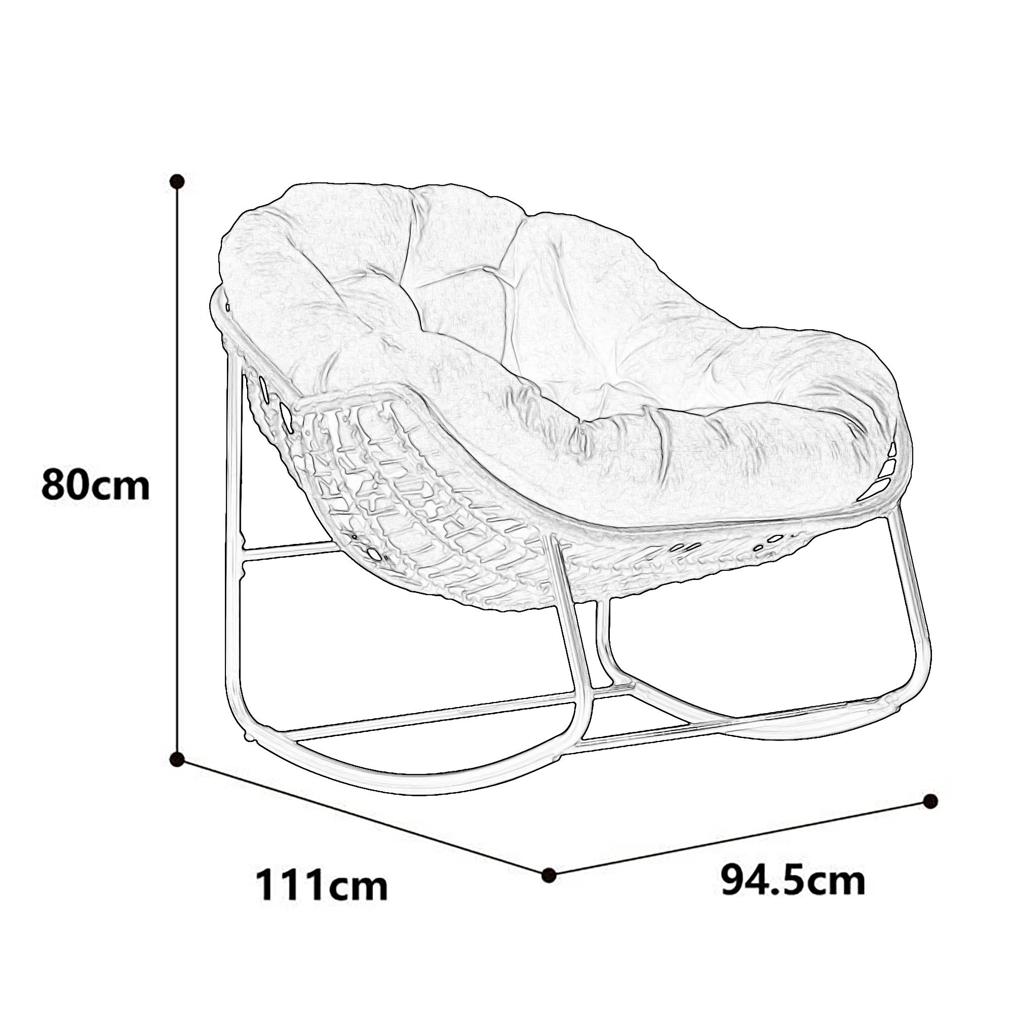 Fauteuil à Bascule Design Cocon Résine Tressée Bleu Marine avec Coussin Moelleux pour Extérieur - ComfortXL Outdoor Living - Image 2