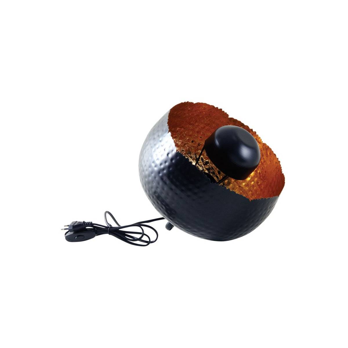 Aubry Gaspard - Lampe ronde à poser en métal noir avec intérieur doré Diamètre 28cm - Image 1