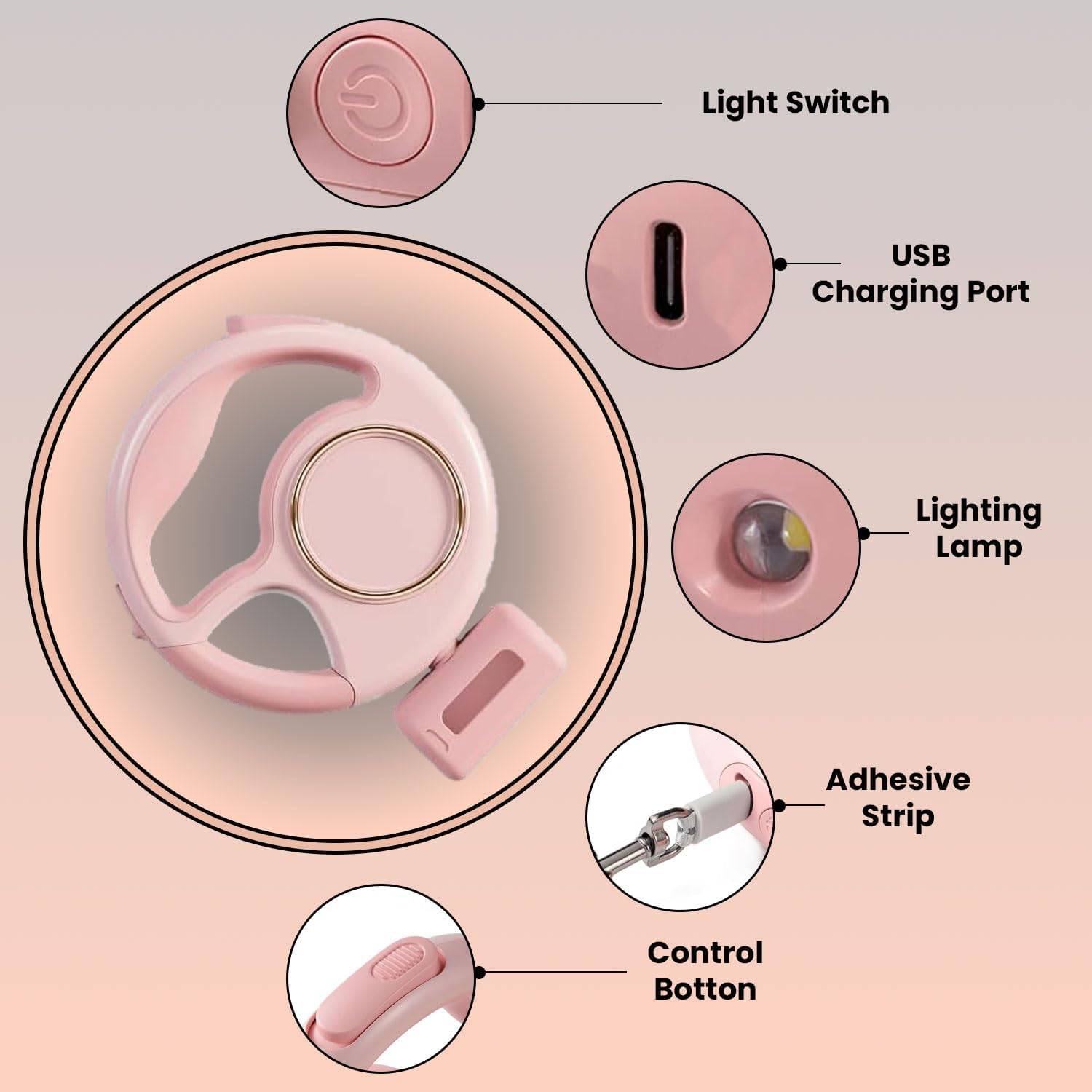 Laisse pour chien de compagnie avec lampe de poche LED, frein à une main, fermeture à boucle et distributeur de sacs à déchets.-Lytech - Image 4