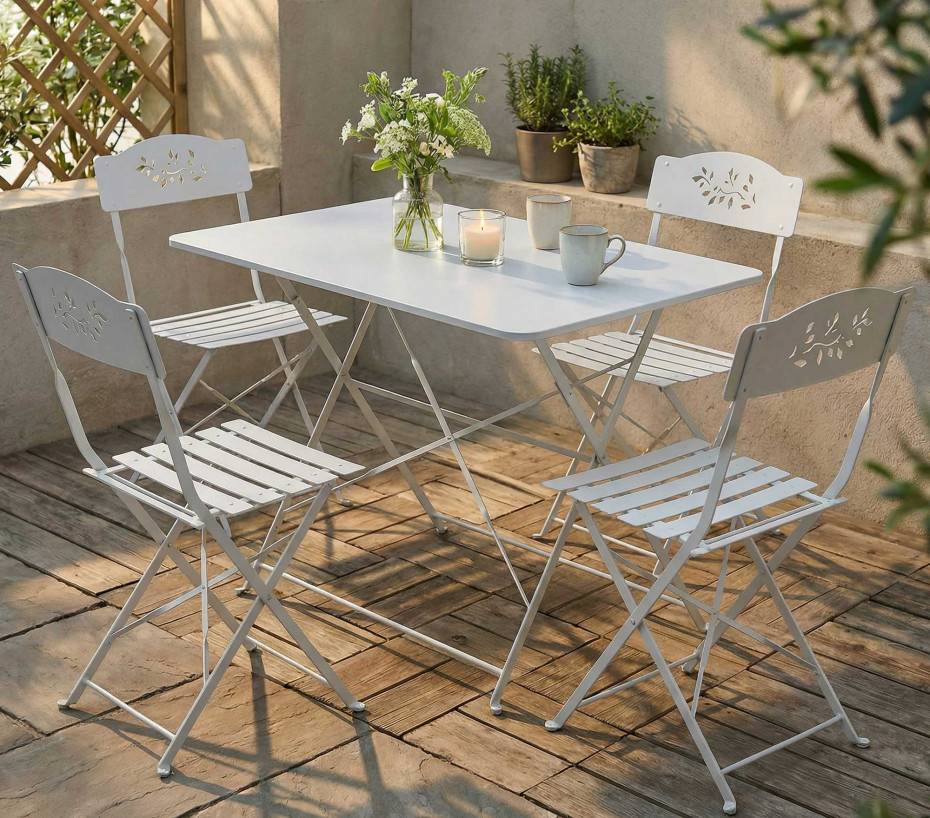 Ozalide - Ensemble table et chaises de jardin 4 places Blanc VENONE - Image 1