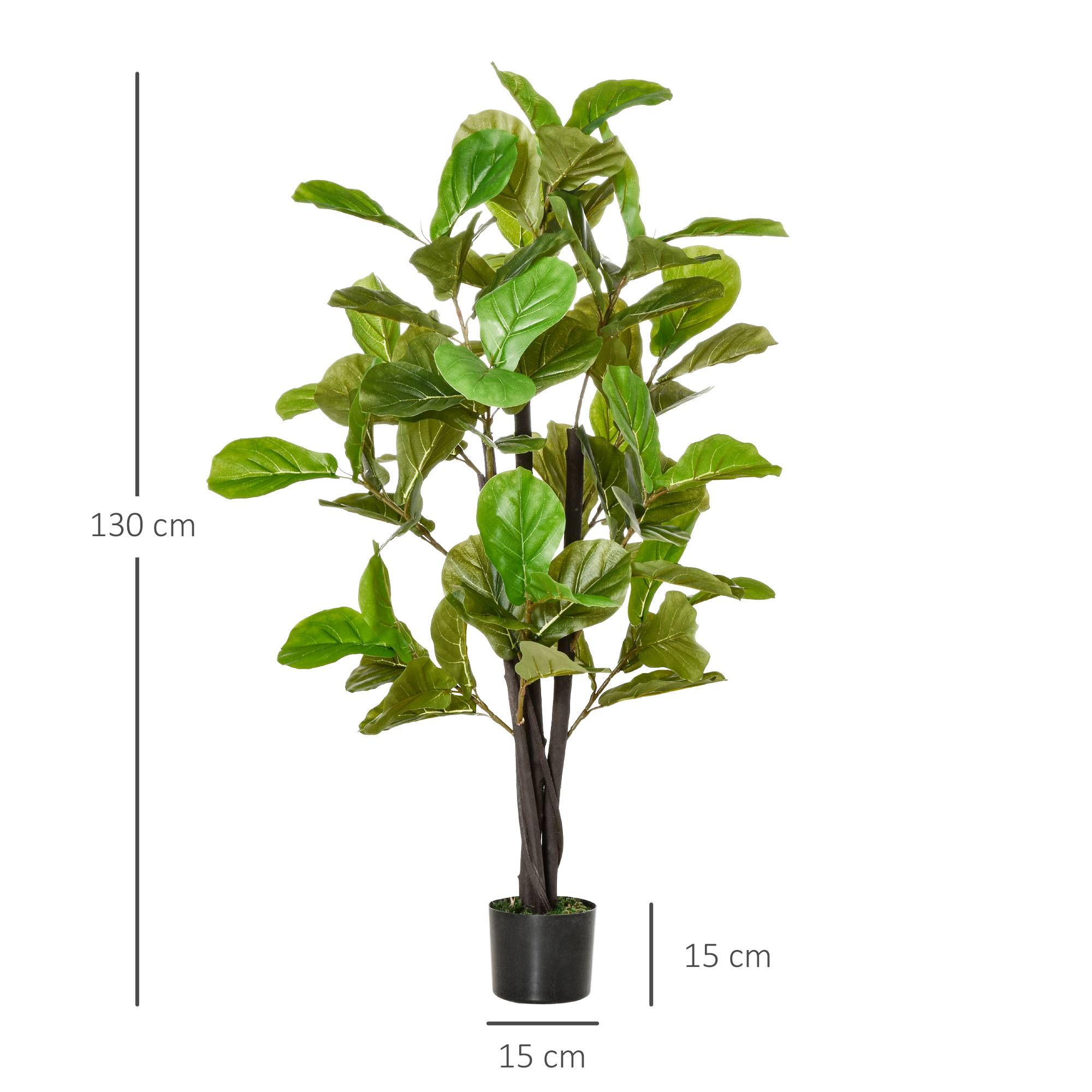 Sans Marque - Ficus artificiel pour intérieur et extérieur, plante artificielle réaliste avec 78 feuilles, 130 cm - Image 5