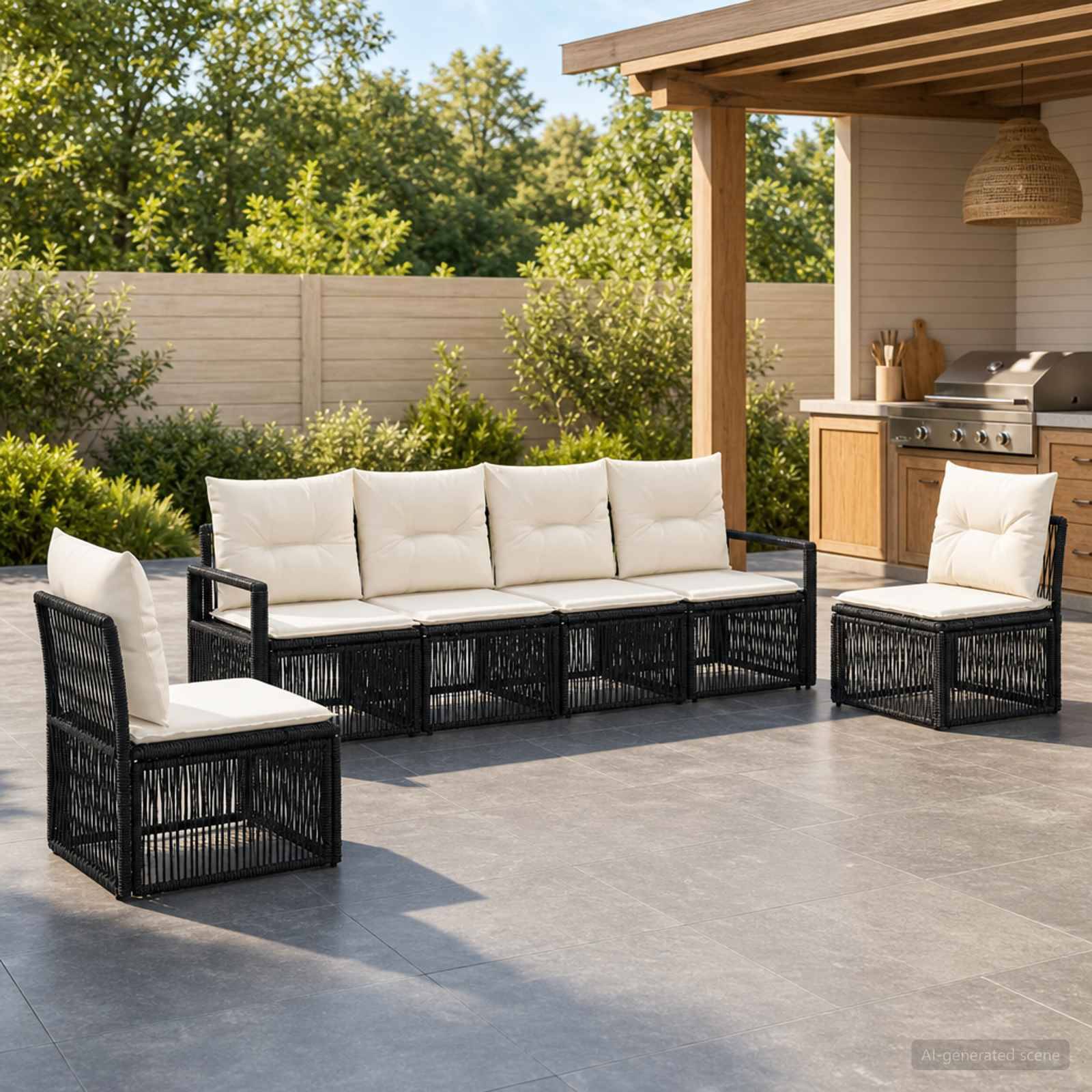 Vidaxl - Ensemble de canapé de jardin 6 pcs-Salons de jardin 6 place Noir polyrotin 454474 - Image 1