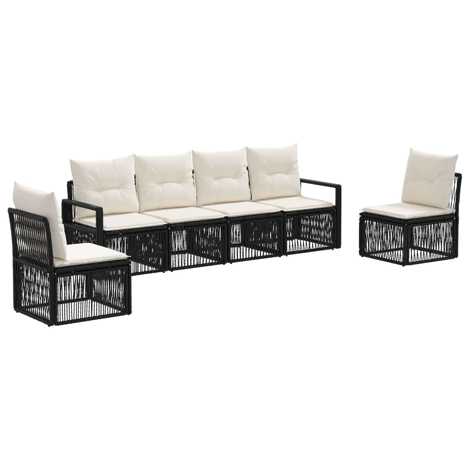 Vidaxl - Ensemble de canapé de jardin 6 pcs-Salons de jardin 6 place Noir polyrotin 454474 - Image 2