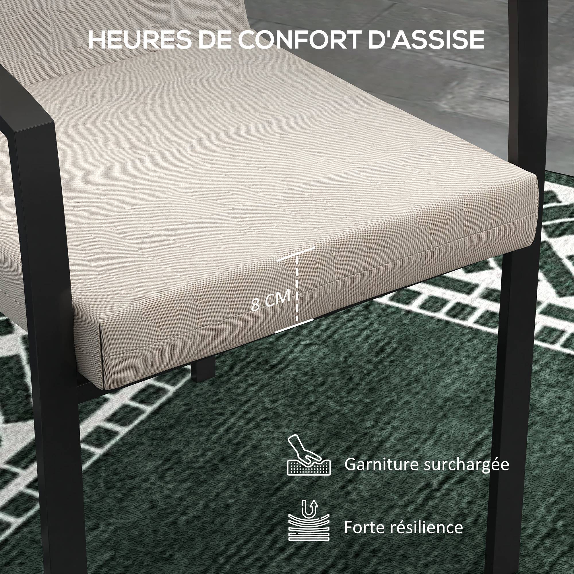 Maison Chic - Lot de 2 coussins d'extérieur pour fauteuil chaise à dossier avec attaches rembourrage 8 cm, 112x51cm, beige - Image 6