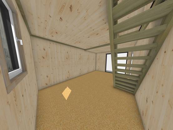 Studio de jardin bien isolé en bois 5,5 x 3,5 x 2,7 m / isolation RE2020 avec plancher isolé avec mezzanine et terrasse - Image 5
