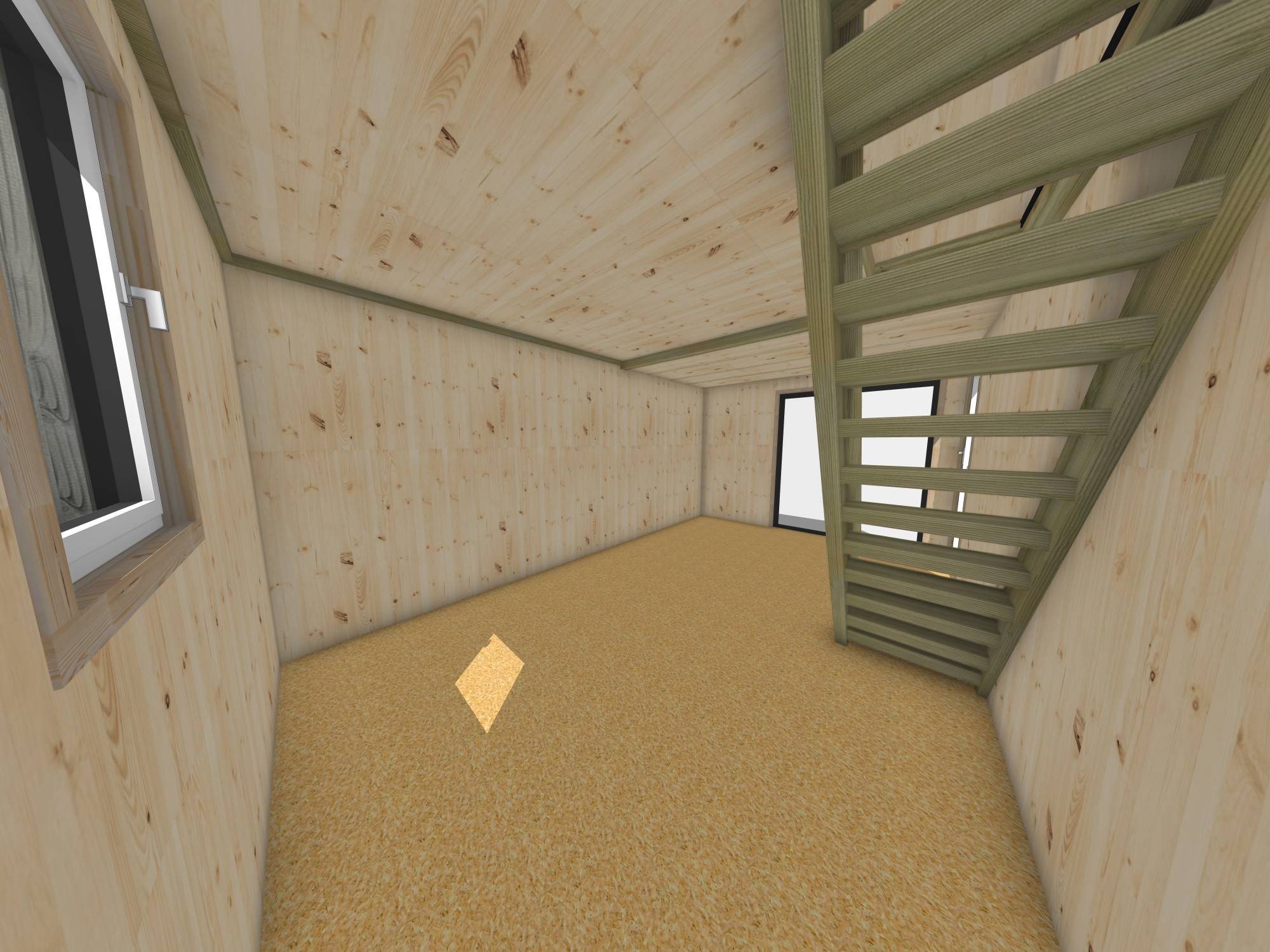 Studio de jardin bien isolé en bois 5,5 x 3,5 x 2,7 m / isolation RE2020 avec plancher isolé avec mezzanine et terrasse - Image 5