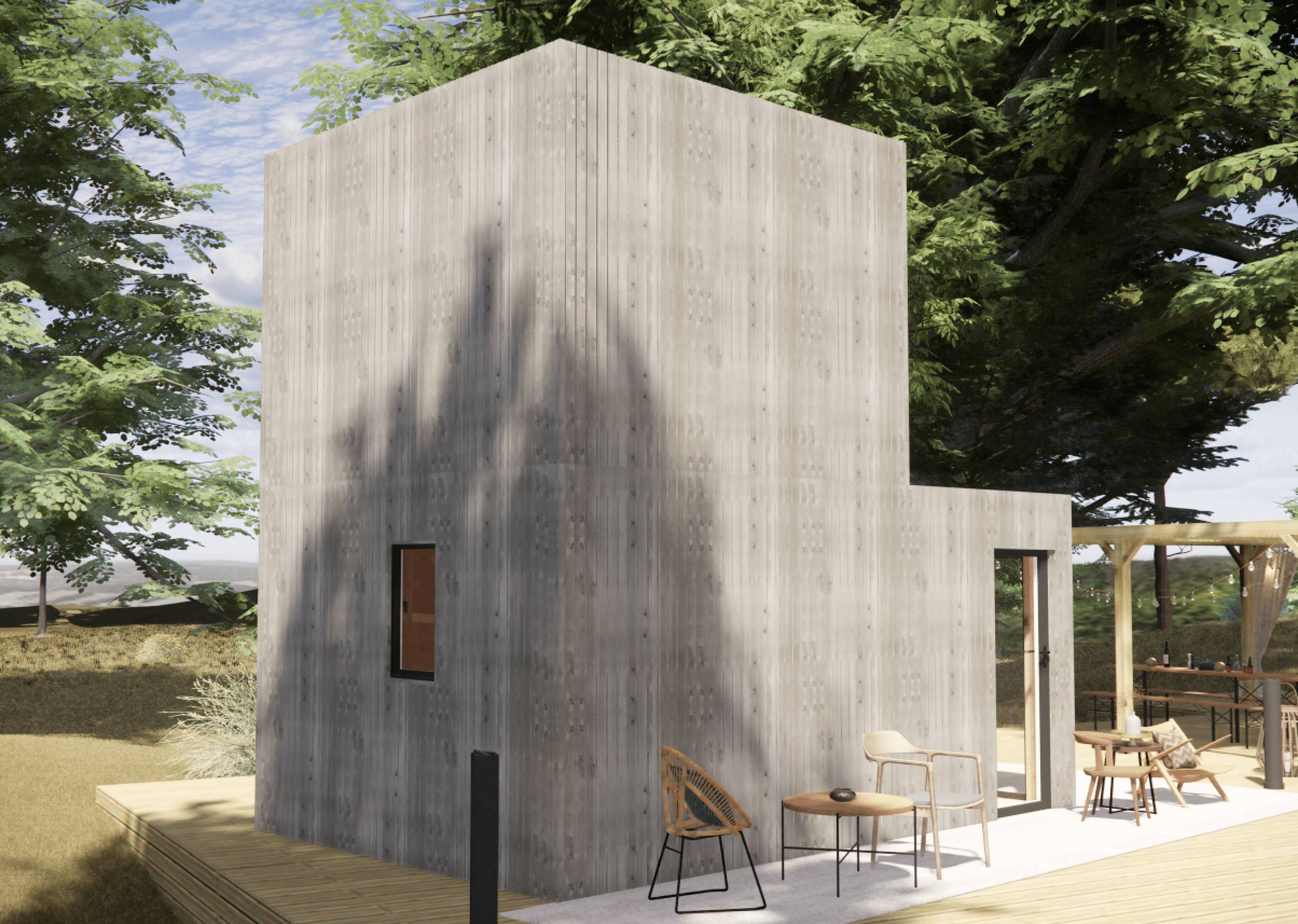 Studio de jardin bien isolé en bois 5,5 x 3,5 x 2,7 m / isolation RE2020 avec plancher isolé avec mezzanine et terrasse - Image 1