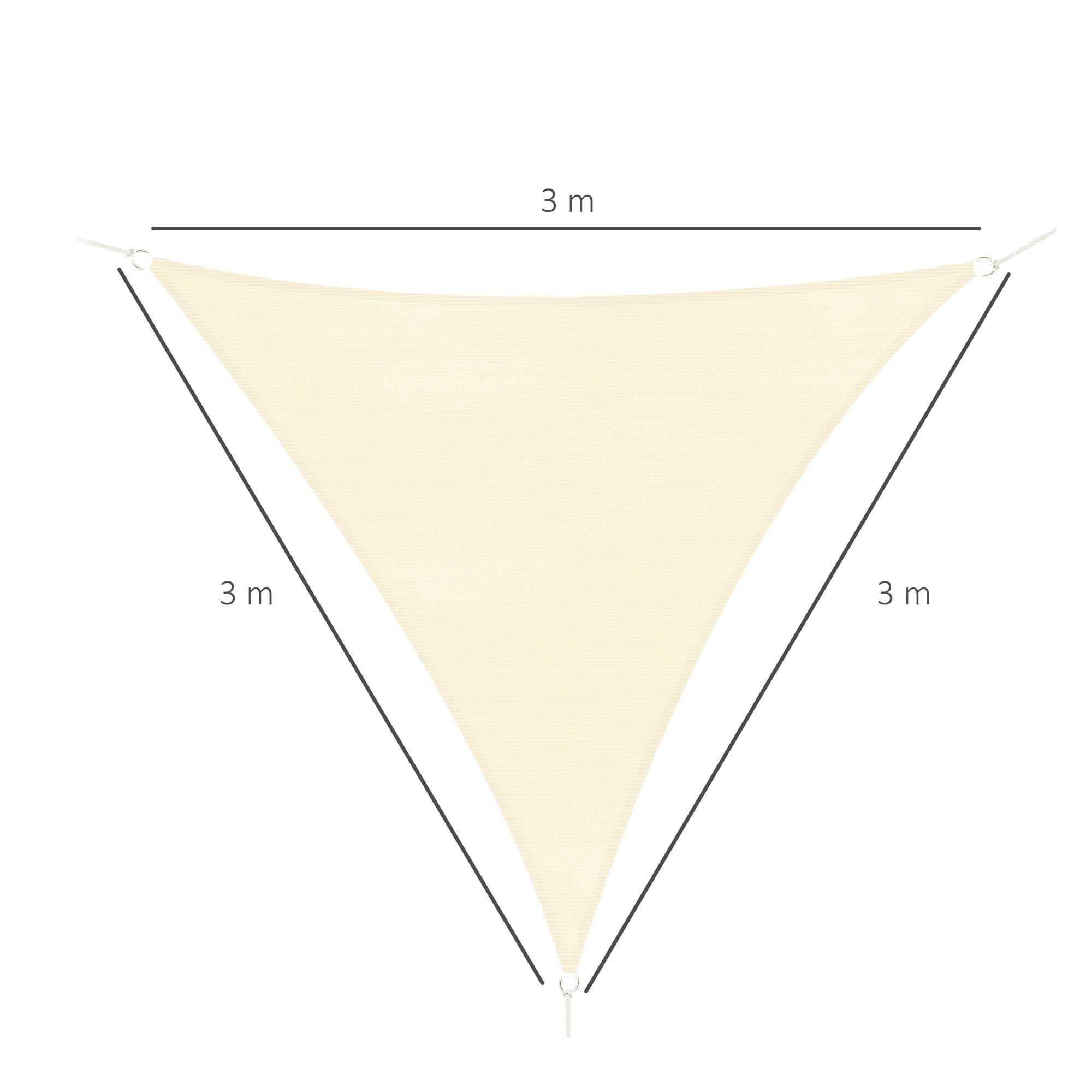 Voile d'ombrage Voile solaire - Triangulaire 3 x 3 x 3 m HDPE résistant aux UV crème fr232 - Image 5