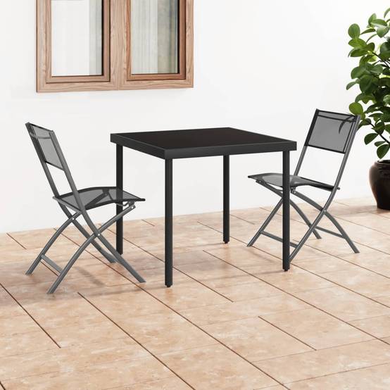 Chaises d'extérieur pliables acier et textilène noir 45 x 54 x 86 cm - PANGIVO - Image 1