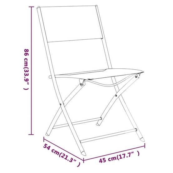 Chaises d'extérieur pliables acier et textilène noir 45 x 54 x 86 cm - PANGIVO - Image 9