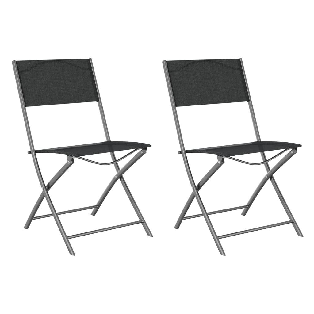 Chaises d'extérieur pliables acier et textilène noir 45 x 54 x 86 cm - PANGIVO - Image 2