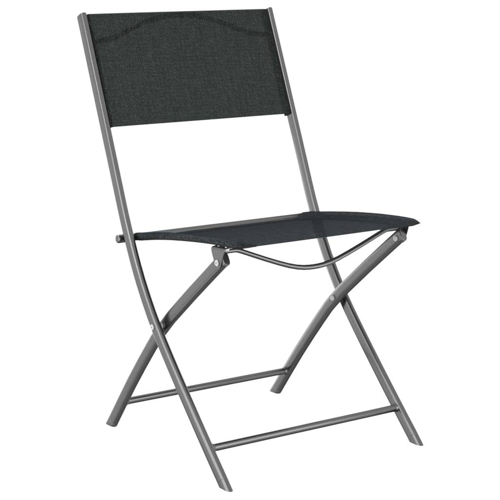 Chaises d'extérieur pliables acier et textilène noir 45 x 54 x 86 cm - PANGIVO - Image 3