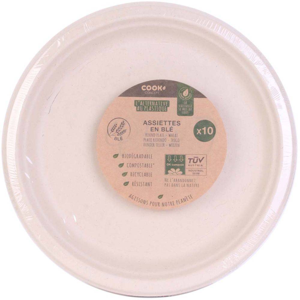 Cook Concept - Set de 50 assiettes éco-responsables en blé 25 cm - Image 2