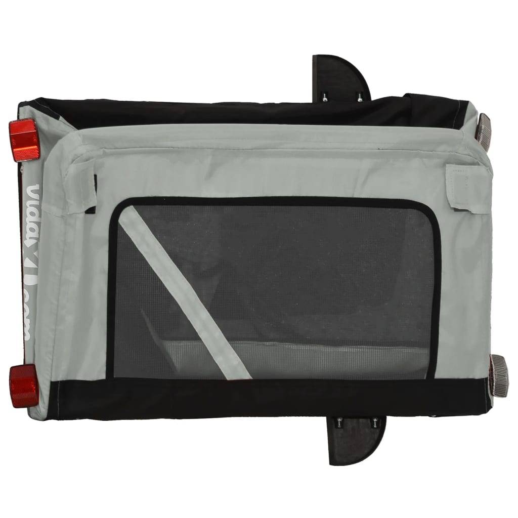 Remorque de vélo pour animaux fer et tissu Oxford gris et noir 135 x 68.5 x 73.5 cm - PANGIVO - Image 10