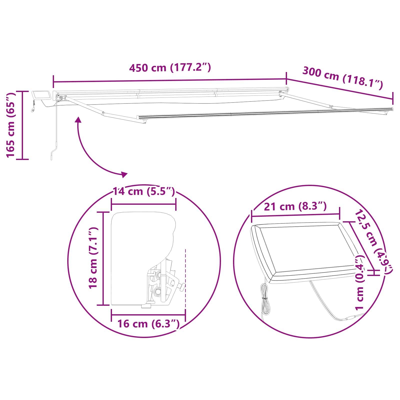 Vidaxl - Cadre de store manuel avec LEDs 4,5 × 3 m vidaXL 3420884 - Image 3