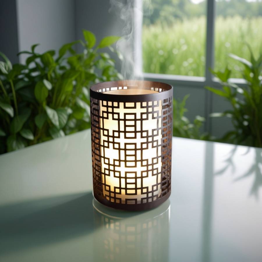Zen'Arôme Diffuseur Aromathérapie avec Télécommande Vela - Éclairage Led Personnalisable -Verre + Coque en Métal avec Motif Original - Image 5