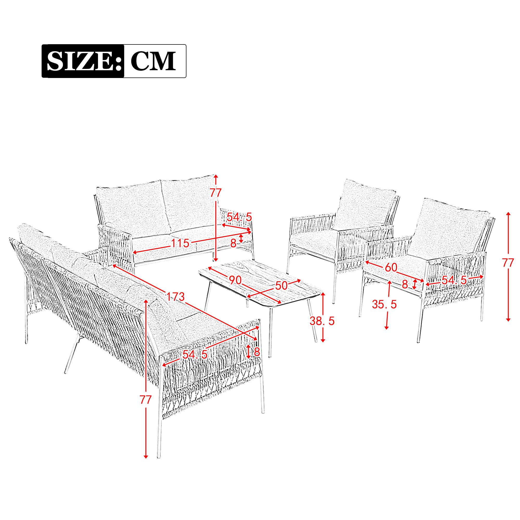 Salon de jardin 7 places Résine tressée Acier Table verre effet bois Gris - ComfortXL Outdoor Living - Image 3