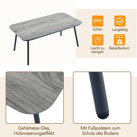 Salon de jardin 7 places Résine tressée Acier Table verre effet bois Gris - ComfortXL Outdoor Living - Image 6