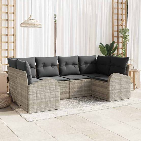 Salon de jardin 6 places modulable en résine tressée finition mate Gris Clair – ComfortXL Outdoor Living - Image 1