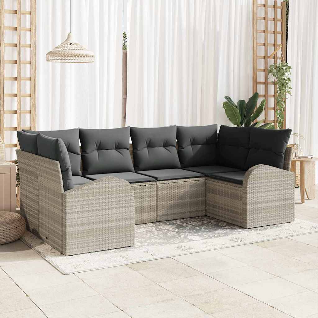 Salon de jardin 6 places modulable en résine tressée finition mate Gris Clair – ComfortXL Outdoor Living - Image 1