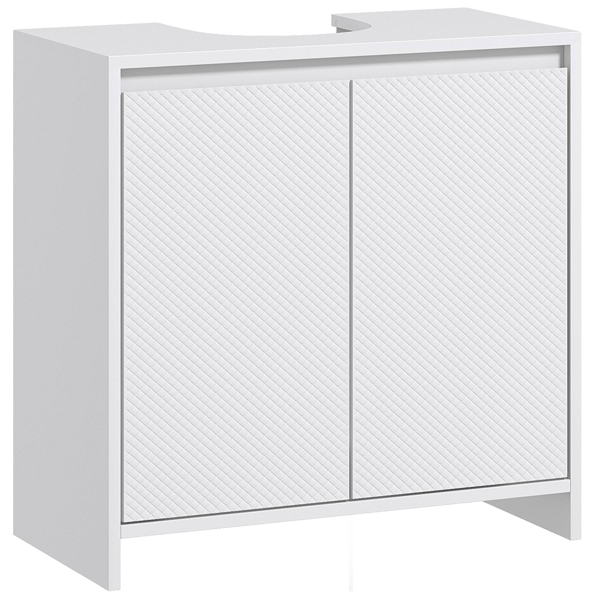 Sans Marque - Meuble sous-évier moderne étagère système anti-basculement charge 40 kg 60x30x60 cm blanc - Image 1