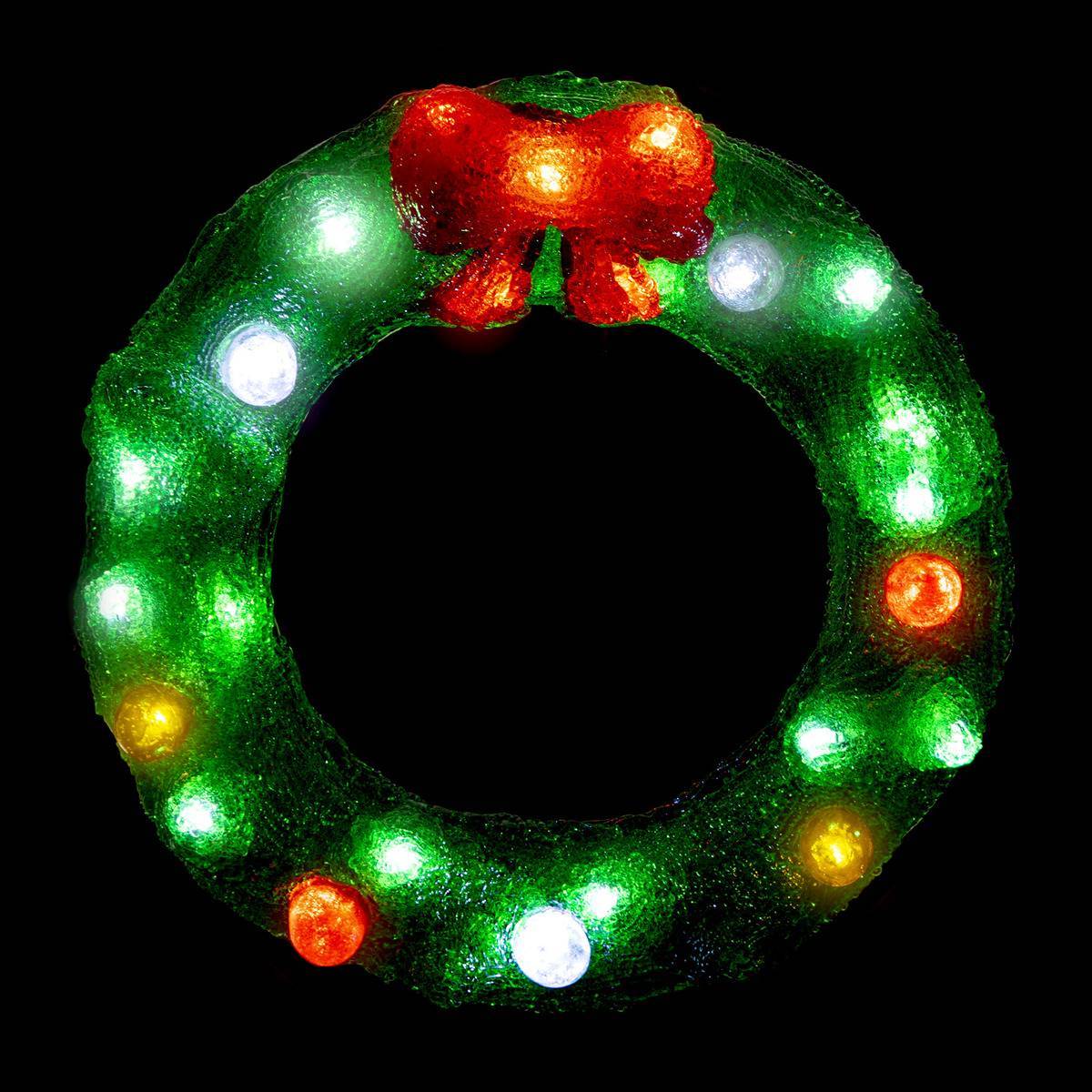 Forme acrylique couronne lumineuse 25 LED clignotantes H.29cm extérieur FEERIC LIGHTS & CHRISTMAS - Image 1