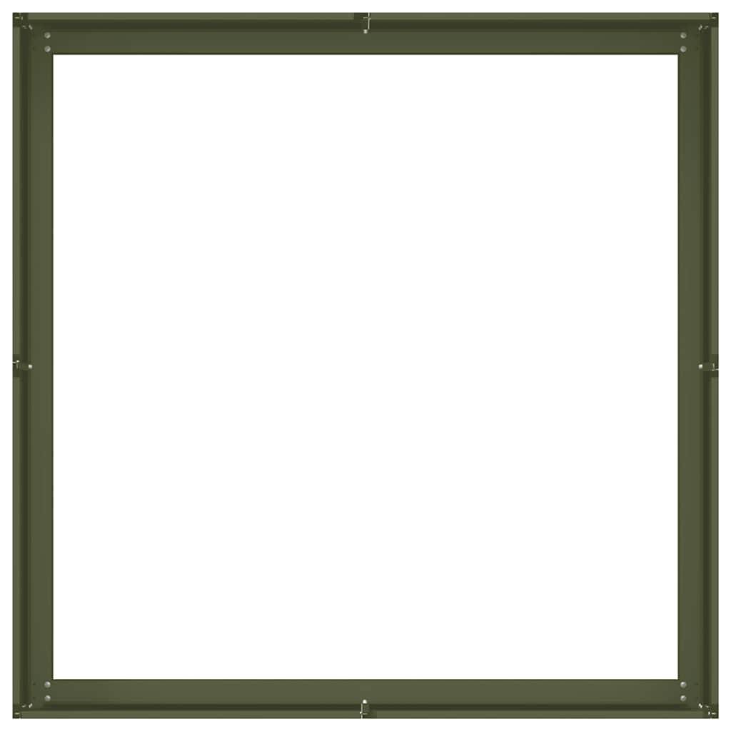 Jardinière acier vert olive 100 x 100 x 30 cm - PANGIVO - Image 5