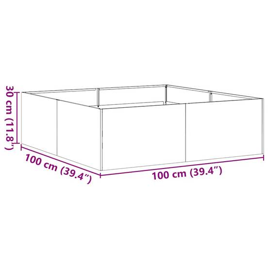 Jardinière acier vert olive 100 x 100 x 30 cm - PANGIVO - Image 9
