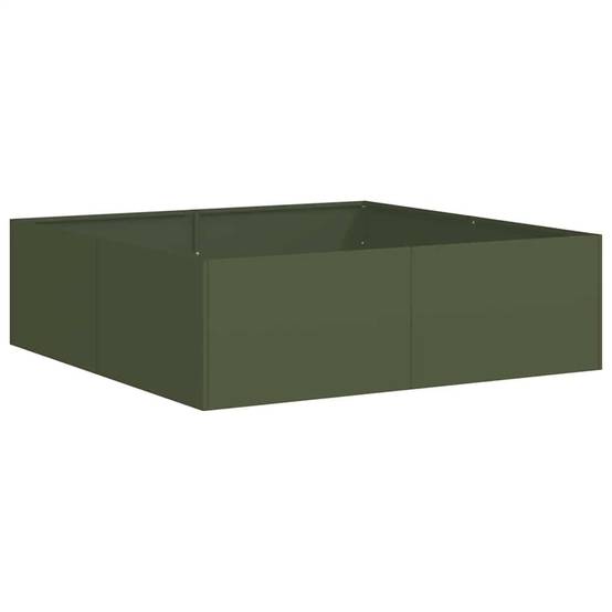 Jardinière acier vert olive 100 x 100 x 30 cm - PANGIVO - Image 2
