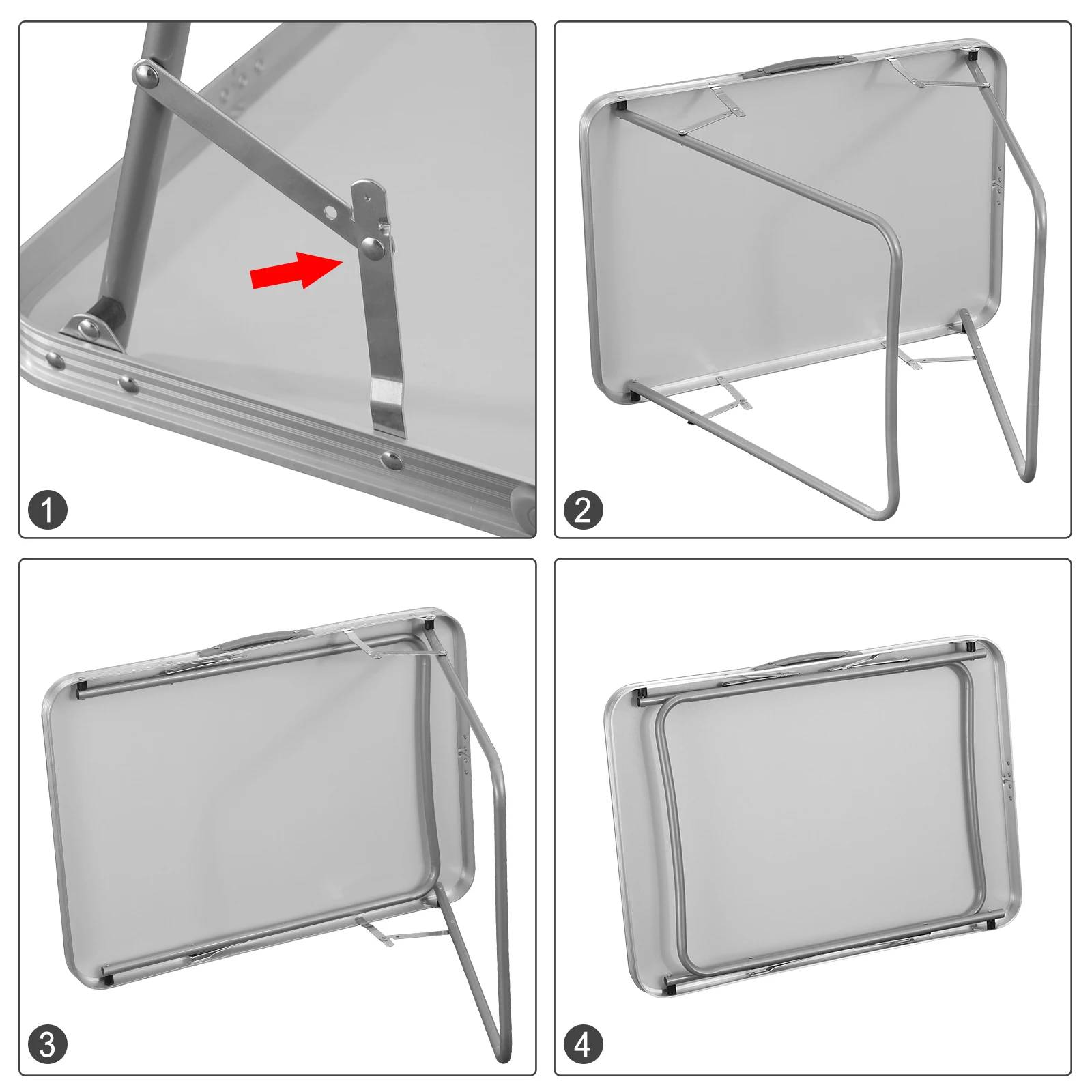 ComfortXL - Table pliante aluminium MDF camping jardin ultra-légère portable 70x50x60cm Noir - ComfortXL Outdoor Living - Image 6