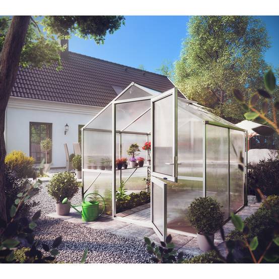 Serre de jardin 5,06m² Rose II, aluminium brut. KGT - Image 1
